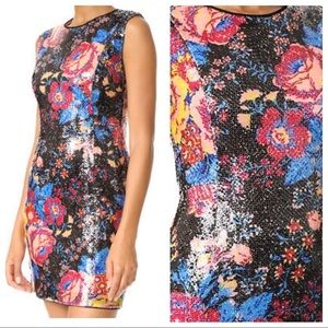 DVF Bournier Floral Sequin Sleeveless Mini Dress